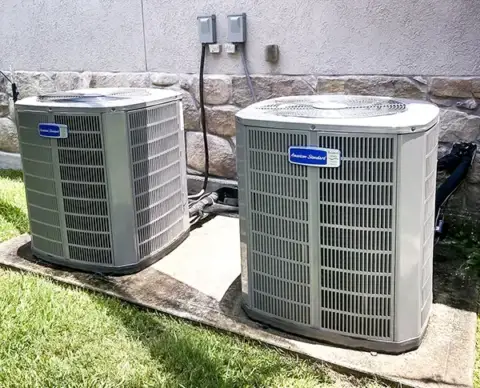 A pair of American Standard air conditioners installed for a customer in Houston TX
